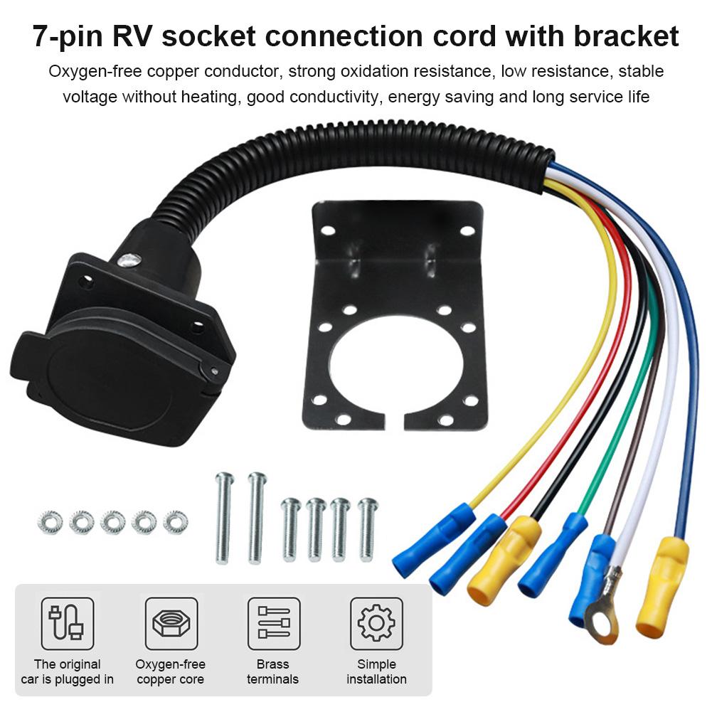 7 Pin Trailer Connector Rust Proof 7-Pin RV Socket Cable Trailer Extension Harness Plug for Trailers Campers Outdoor Activities