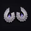 Style Heavy Industry Luxury Purple Zircon Geometric Stud Temperament New Exaggerated Rhinestone Stage