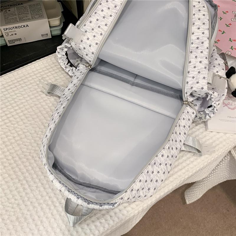 Star Print School Backpack with Front Mesh Pocket Top Handle Adjustable Straps Casual Daypack for Teen Girls