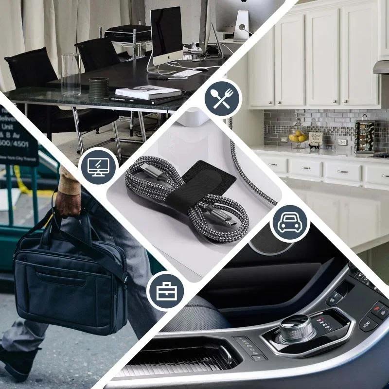 Reusable Cable Ties Velcro Ties Self-Adhesive Power Cord Cable Holder Adjustable Cord Storage Desktop Organiser Manager