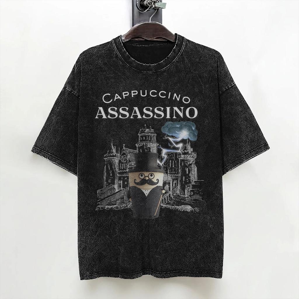 Bombardino Crocodilo Italian Brainrot Washed T Shirt Streetwear Hip Hop Casual Tshirt  Tees Men Women Short Sleeve Oversize
