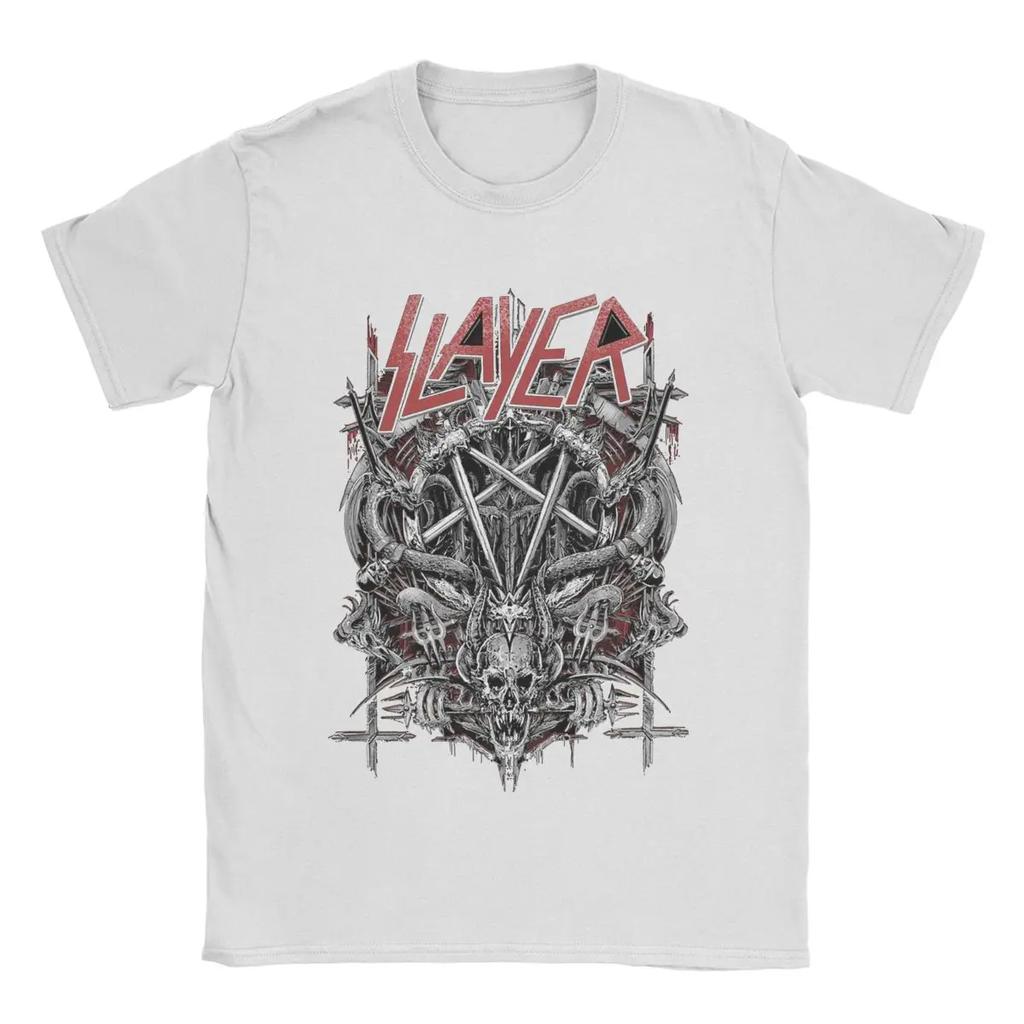 Vintage 1980s Metal Band Slayer Trash Metal T-Shirt Men O Neck Cotton T Shirt Short Sleeve Tees Plus Size Tops