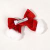 Red Velvet Christmas Bow Hair Clips White Furry Accents Holiday Hair Decor New Year's EVE Decorations Party Hair Accessories