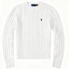 Women's V-Neck Cable Knit Cardigan with Horse Logo Embroidery - Pure Cotton, Long Sleeve, Casual Style.