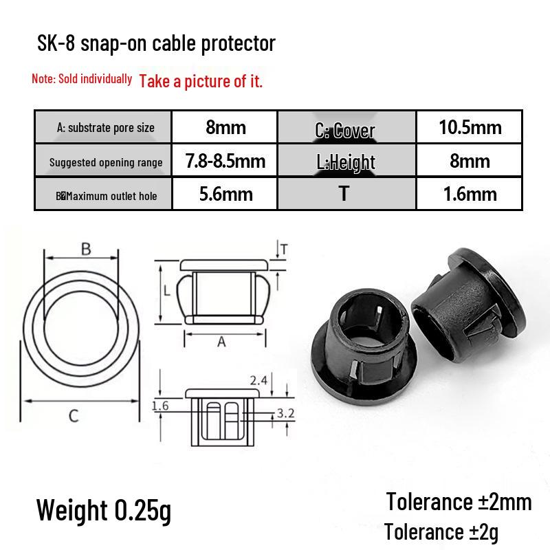 SK-SKT Nylon Snap-on Wire Loom Pass-through Protector