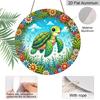 2D Flat - A 1pc 7.87*7.87In/20X20Cm 2D Flat Round Sign Featuring a Cute Cartoon Turtle And Floral Retro Decor, Representing Marine Life And