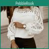 Stitching Womens Hollow Spring Lace Out Ol Tops Long Sleeve Casual Loose Knitted Blouses Plus Size