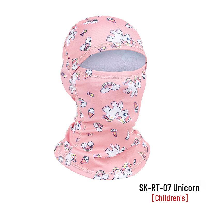 Winter Parent-Child Ski Mask with Windproof Neck Protection, Lined Hood, and Integrated Cycling Headwear