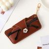 Korean Flower Glasses Case With Keychain Eyewear Holder Soft PU Leather Sunglasses Bag  Men