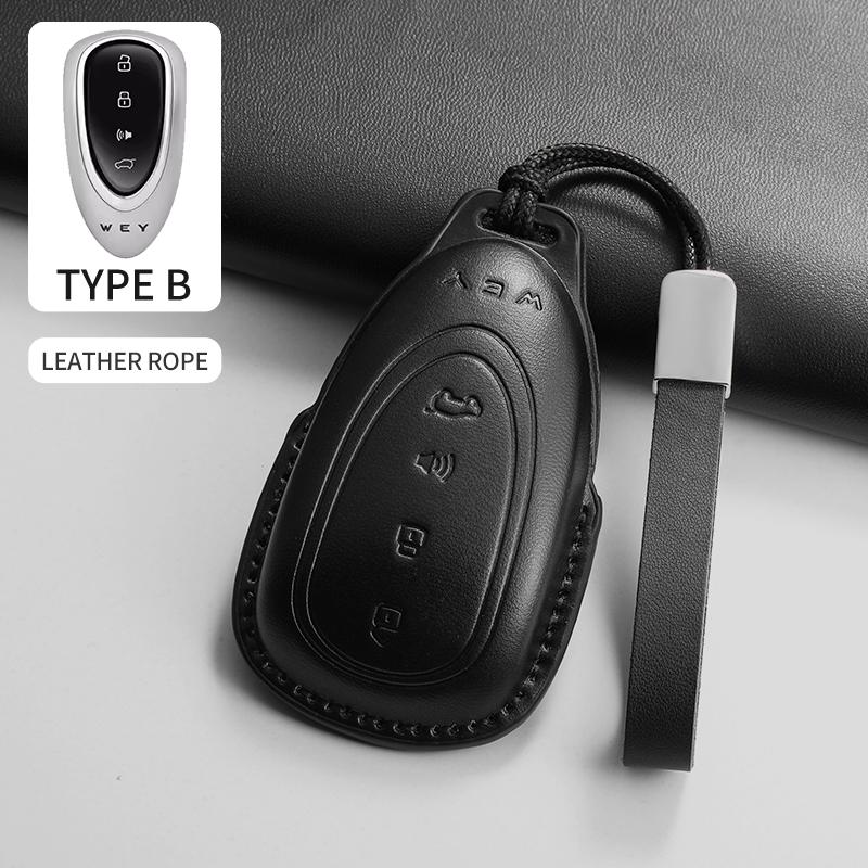PU Leather Car Smart Remote Key Cover Case For WEY Blue Mountain Highland Mocha Latte DHT-PHEV Key Protecter Shell Accessories