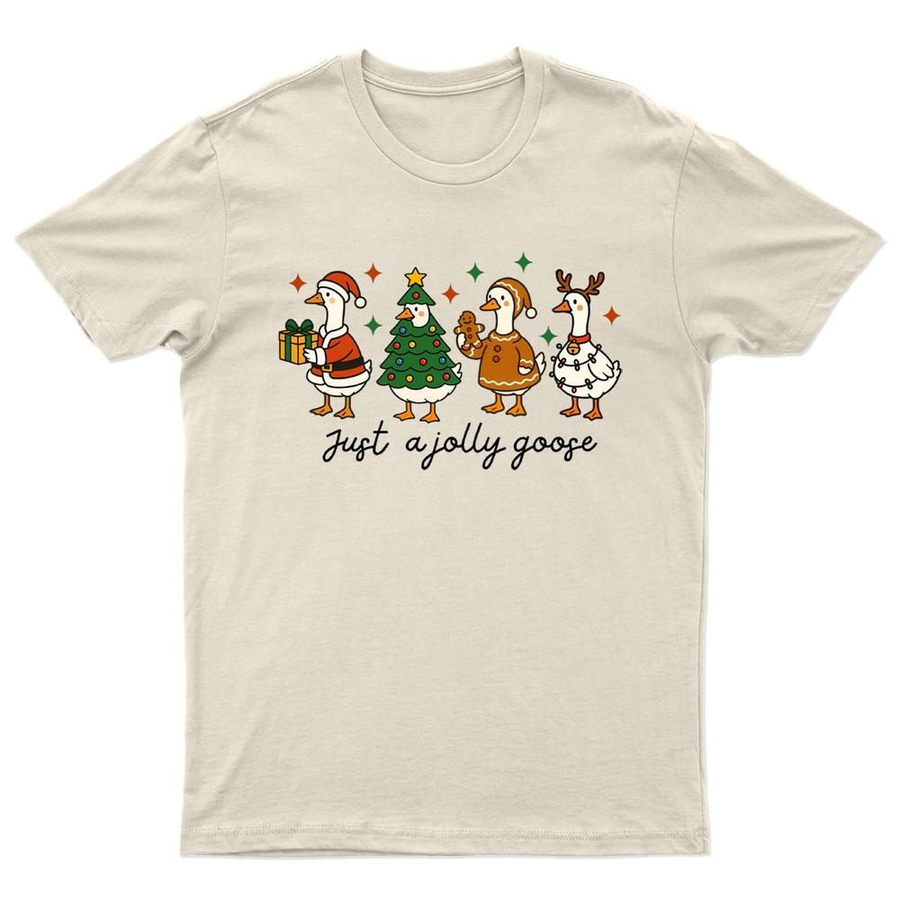 Just A Jolly Goose TShirt Unisex Gift Retro Seasonal Funny Xmas Santa Unisexs a