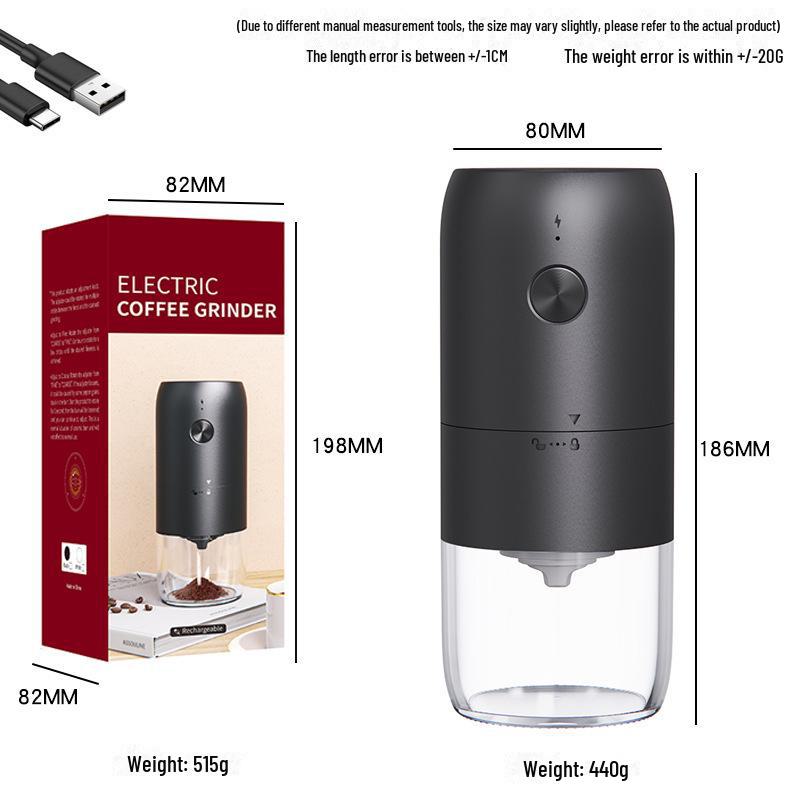 Tragbare, über USB wiederaufladbare elektrische Kaffeemühle für Camping