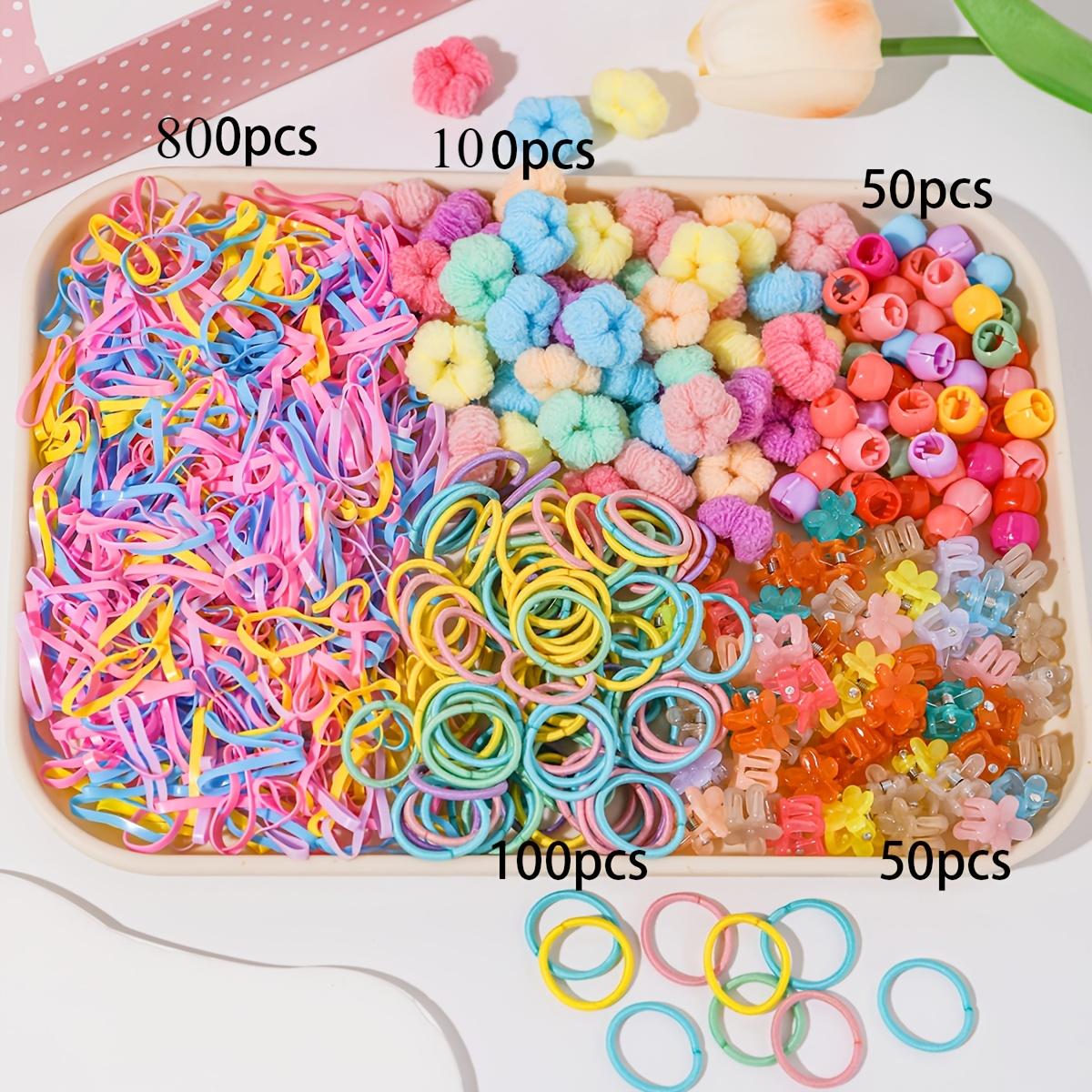 

1100 шт. Набор аксессуаров для волос Эластичные резинки для волос Однотонные тканевые резинки Заколки-невидимки Зажимы-крабы Резинки для волос Скранчи