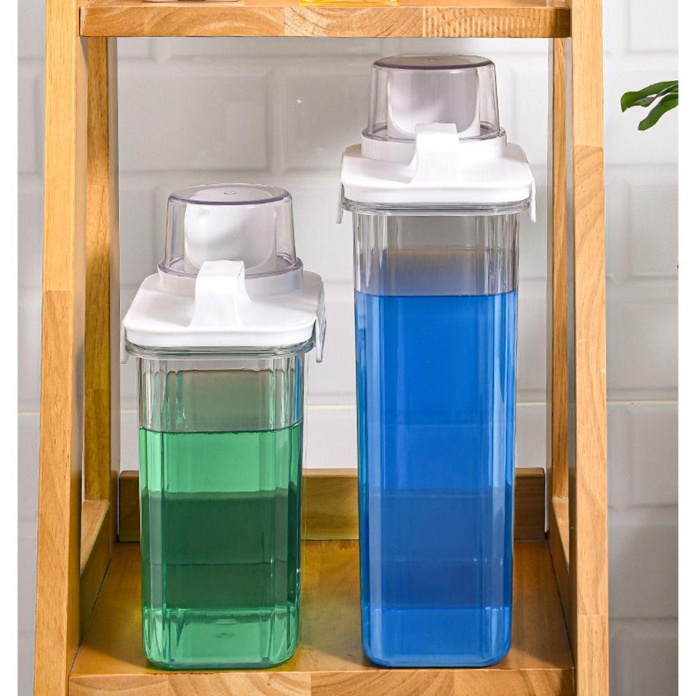 Transparent Laundry Powder Storage Box with Measuring Cup Laundry Room Organization