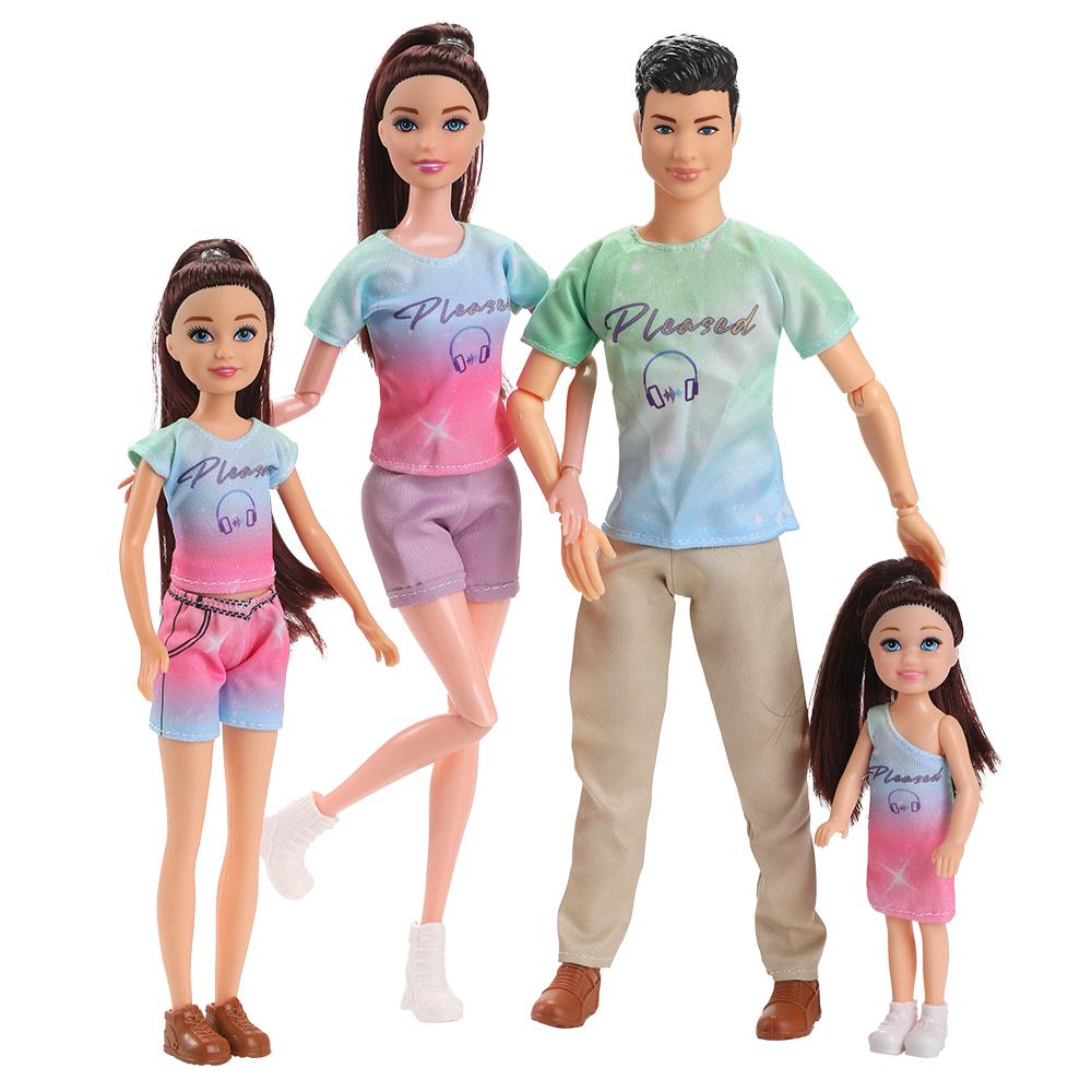Famiglia 4 Pezzi Bambole Casa dei Giochi per Bambini Giocattolo Bambola Principessa Bambina Famiglia 4 Pezzi Grande Piccolo Modello Genitore-Figlio Fratello Sorella Modello Giocattolo