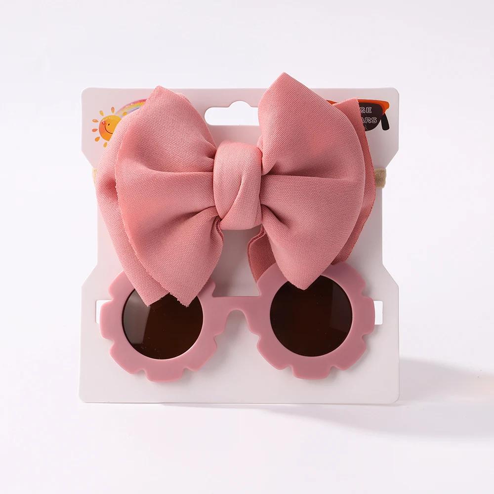 

2 шт. Детские солнцезащитные очки с повязкой на голову Набор Цветок ромашки Круглые Малыш Богема Пляж Морской берег Защита от солнца Очки Детские аксессуары для волос