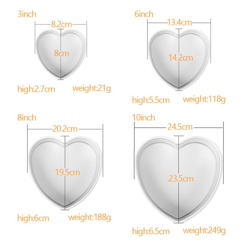 6/8/10palcová forma na dort ve tvaru srdce k pečení Hliníková dortová forma/plech s odnímatelným dnem Srdcová forma/forma na cheesecake C191