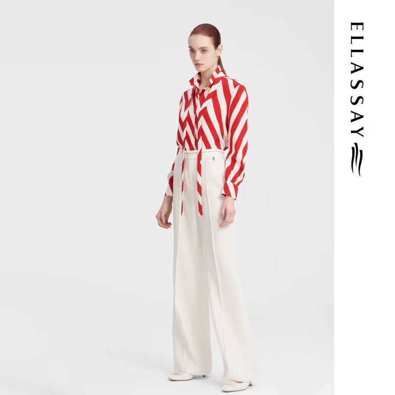ELLASSAY Women's Mulberry Silk Diagonal Stripe Long-Sleeve Shirt