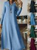 2025 Autumn/Winter Elegant European & American Solid Color Long Sleeve Slimming Maxi Dress