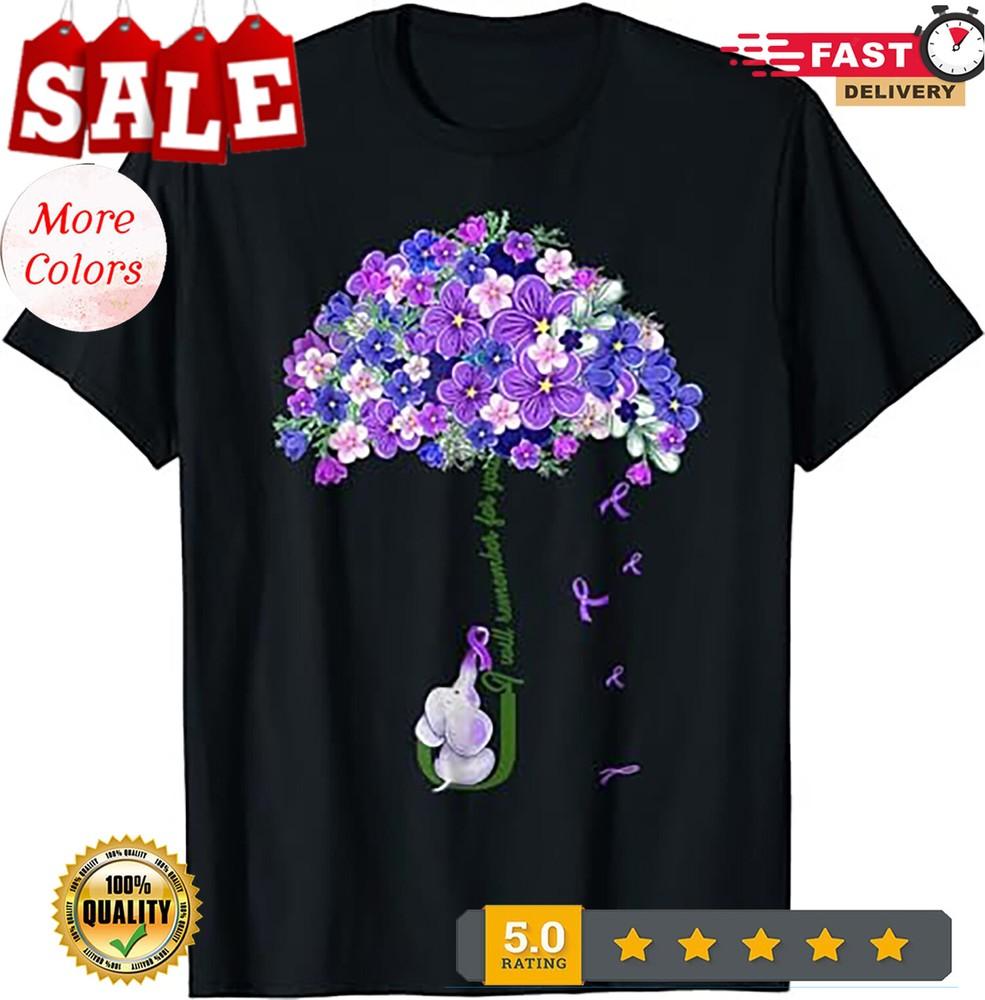 2025/I ll Remember For You Purple Elephant Alzheimer s Awareness T-Shirt. Unisex T-Shirt XXL
