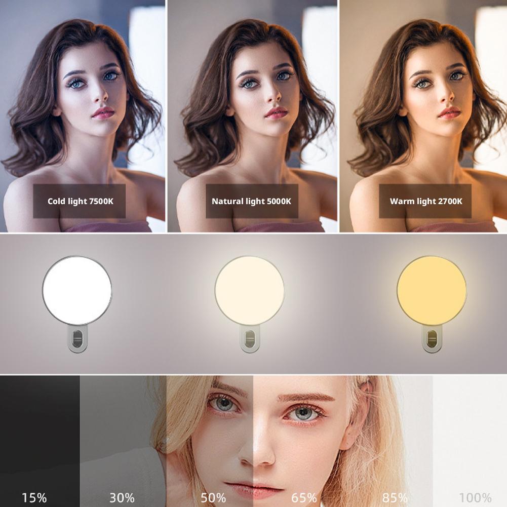 RGB Colorful Selfie Fill Light Clip-On Beauty Fill Light With Three Color Temperatures For Live Streaming & Photography