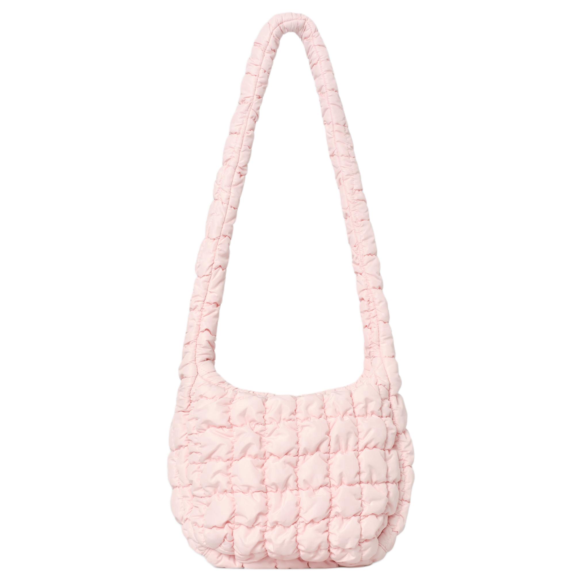 COS Quilted Texture Zipper Closure Cloud Bag Women Shoulder Bag Pink 1213736008 Pink