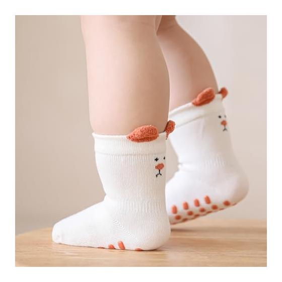 [MOMSMENU] Baby socks, non-slip, cotton, cute, spring, summer, autumn, winter, newborn to 5 years old, 5-pair set