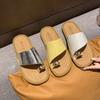 French one-word set of toe slippers for women's outer wear 2025 summer new one-pedal flat-bottomed metal buckle versatile cool slippers