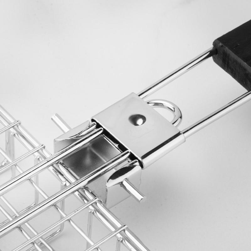 Portable Stainless Steel Folding Grill Basket BBQ Grill Basket With Handle for Fish Vegetables Shrimp Cook Accessories Outdoor