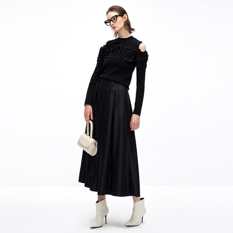Women's Ruffle Trim Off-Shoulder Knit Pullover