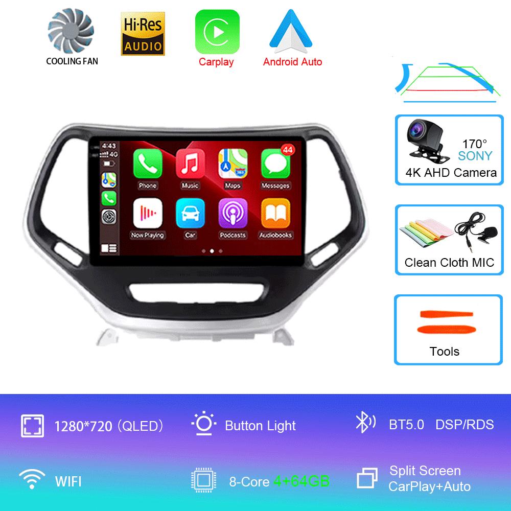 For Jeep Cherokee 5 KL 2014 -2018 Android 14 Car Radio Stereo Multimedia Navigation GPS Wireless Carplay Auto Video Player WIFI