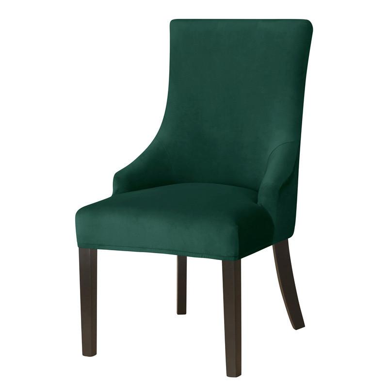 Stretch Velvet Wingback Chair Cover High Back Sloping Arm Dining Chairs Cover