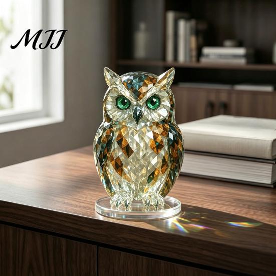 Modern Retro Interior Styling Geometric Faux Crystal Animal Sculpture, Sparkling Acrylic Cat/Owl/Eagle/Dog Statue, Exquisite Sculpture Gifts