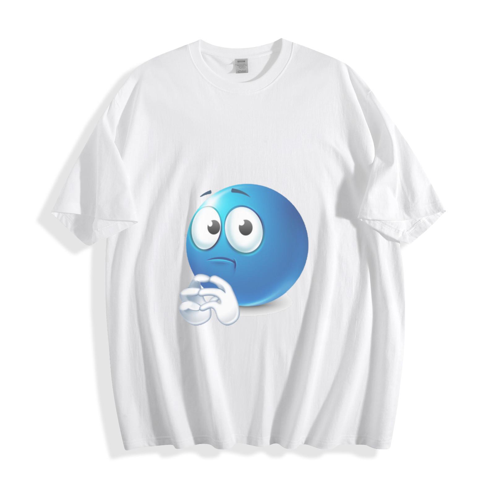 Thoughtful Blue Emoji Ponder T-Shirt Mens Womens Tees Top - Curious and Stylish Design Unisex Tee S