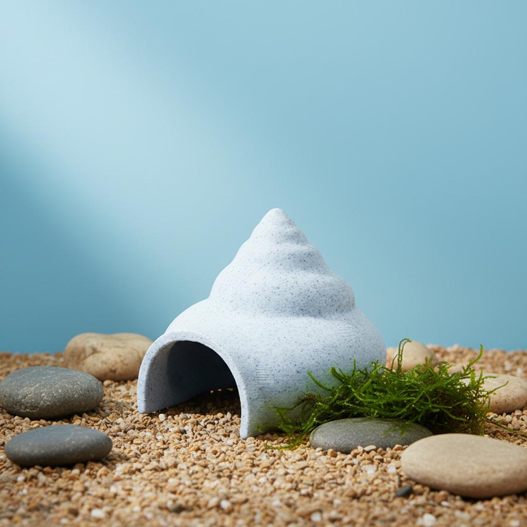 Ceramic Aquarium Cave Hideout Multi-Hole Design for Fish and Shrimp Breeding Decoration Marble Shell