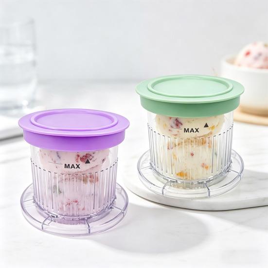 Tasse à Mélanger pour Glace avec Couvercles, Tasses à Dessert Lavables au Lave-Vaisselle, Tasses Congélateur de 0,25 Litre pour Glace Maison, Smoothies et Desserts,