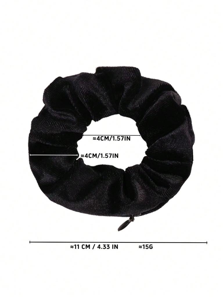 2PCS New Solid-color Velvet Zipper Large Intestine Hair Band Korean Style Fashionable Fabric Ponytail Storage Large Intestine