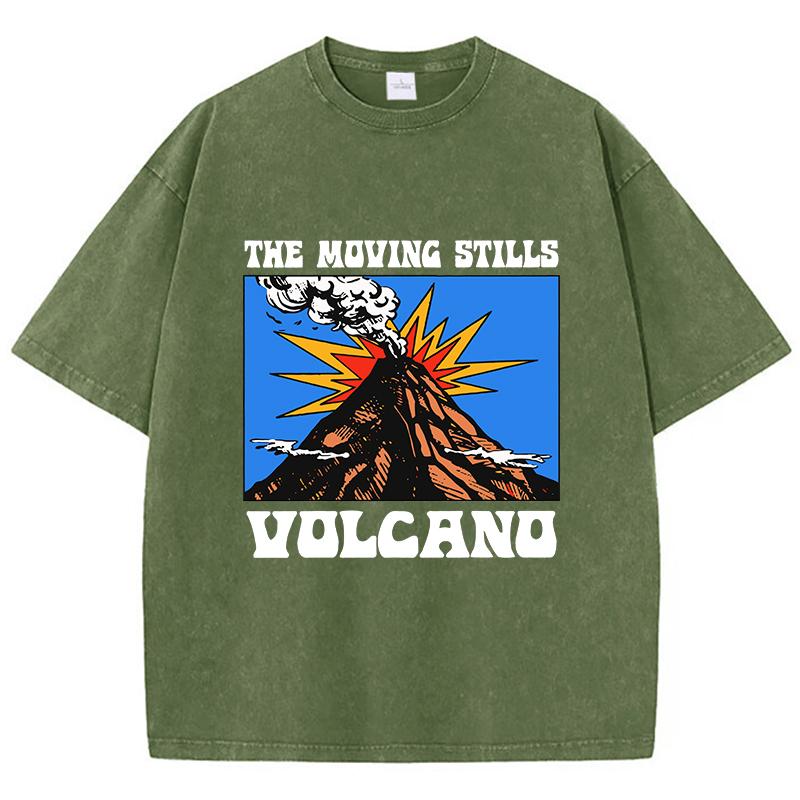 

Oversized Women Washed T-Shirts Volcano Manga Printed Tee Shirts Cotton Distressed Crewneck Oversize Tees Vintage Clothes 3XL