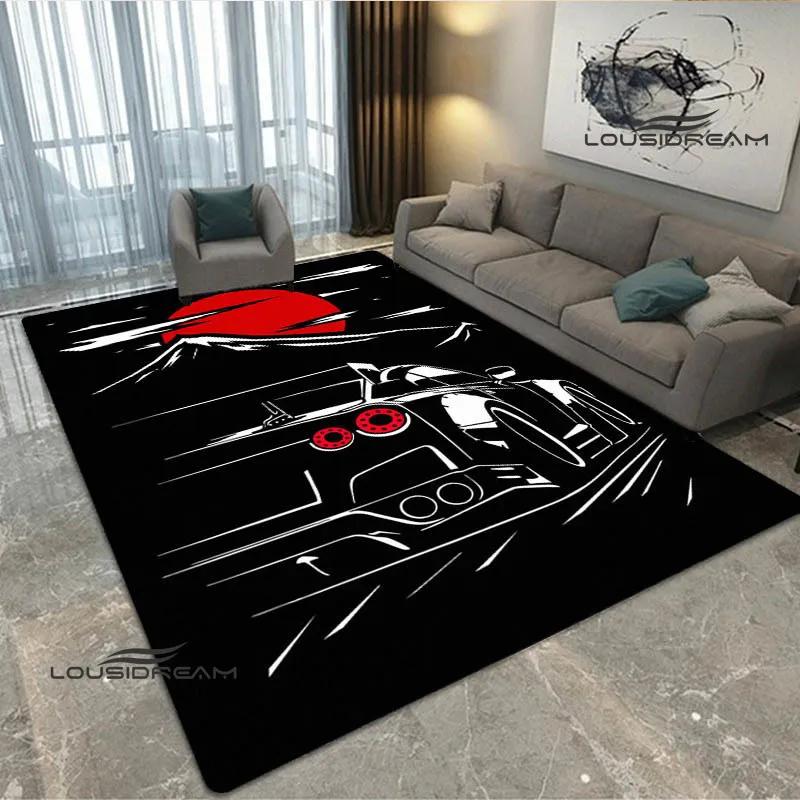 JDMs GTR Flag Car Pattern Carpet Decoration Room Home Outdoor Decor Racing Rug Non Slip Washable Game Style Floor Mat