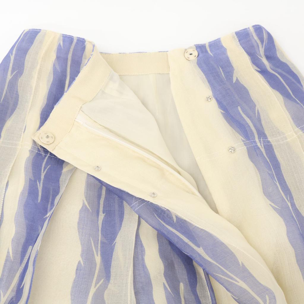 Ebure Blue X White Silk Flared Long Skirt Skirt 36 blue/whiteUsed