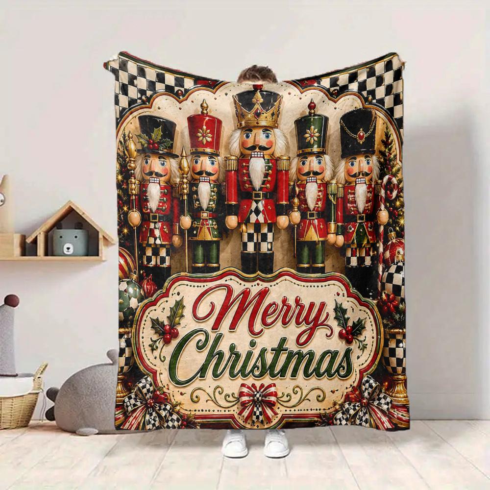 1Pc Christmas Holiday Icons Set Blanket Soft And Comfortable Casual Warm Camping Travel Christmas Halloween Gift M91740