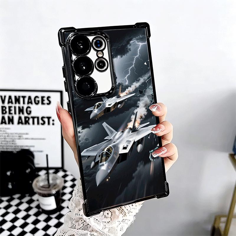 Aircraft Helicopter Formation Plating Phone Case For Samsung Galaxy S24 S25 FE S26 Edge S23 Ultra S22 S21 Plus S20 Anti-Fall Air