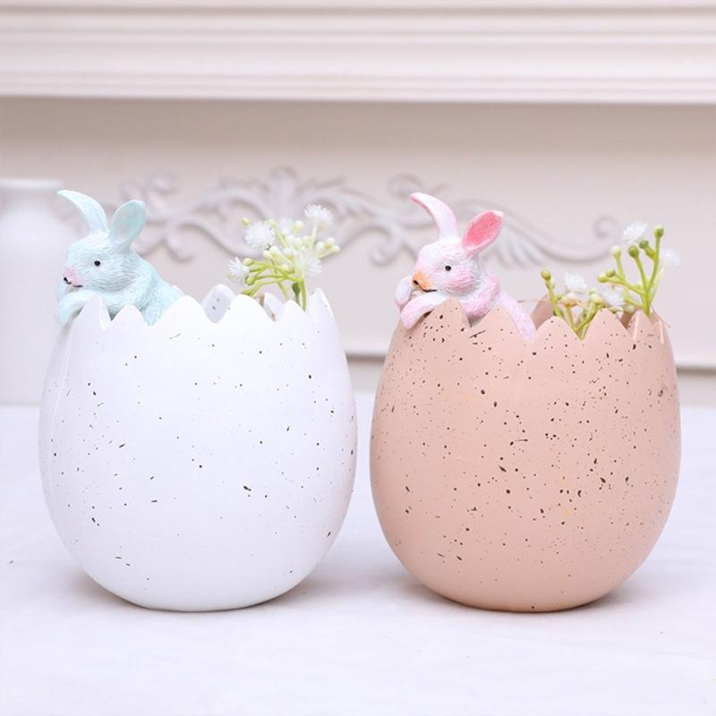 Cute Easters Bunnies and Eggshell Planter Funny Succulents Plant Flower Pots Indoor Bonsais Holder Container Decors