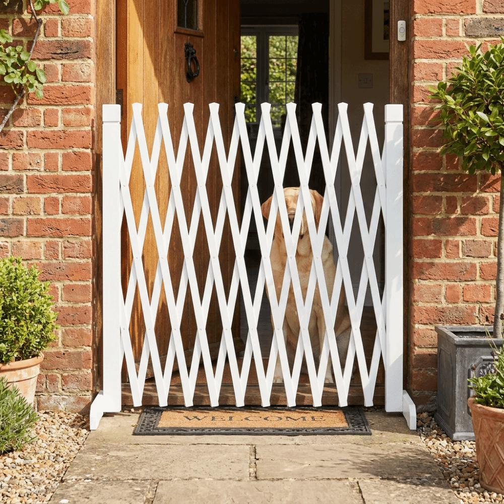Folding Retractable Pet Gate Wooden Dog Safety Enclosure Pet Puppy Fence No-Drill Pet Door  Garden