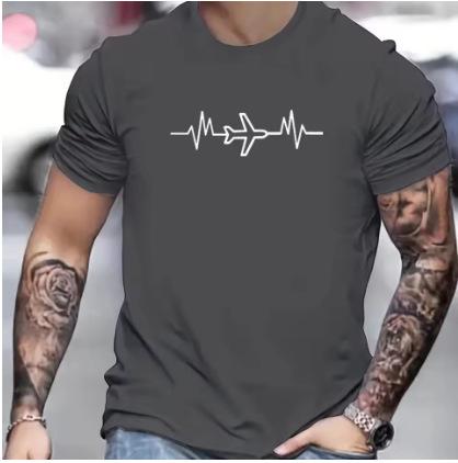Summer Loose Size Creative Aircraft Graphic Printing Casual Round Neck Short Sleeve T-Shirt Top