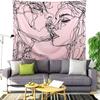 Ruibo Women/men Kissing Tapestry Wall Hanging Pink Decor Line Art Home Decor/Lovely Bedroom Living Room Dorm Wall Hanging Tapest
