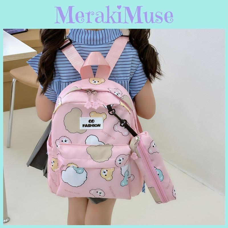 Cartoon Bear Polyester Kids Backpack With Lightweight Design For School
