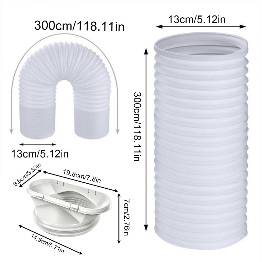 Air Conditioner Exhaust Hose 5.1 Inch Diameter AC Hose Flexible Portable Exhaust Vent Mobile Air Conditioning Exhaust Duct