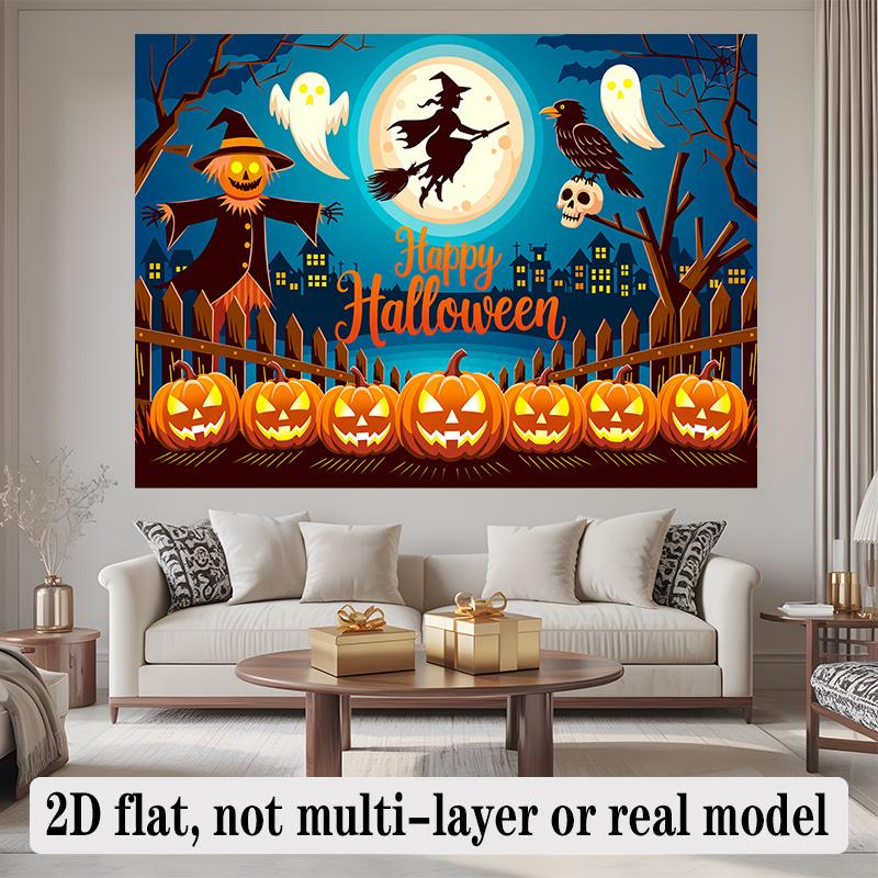 Party Backdrop Halloween Flat Banners Scary Pumpkin Witch Celebrations Wedding Enthusiasts Photo Booth Background Front Door Decor