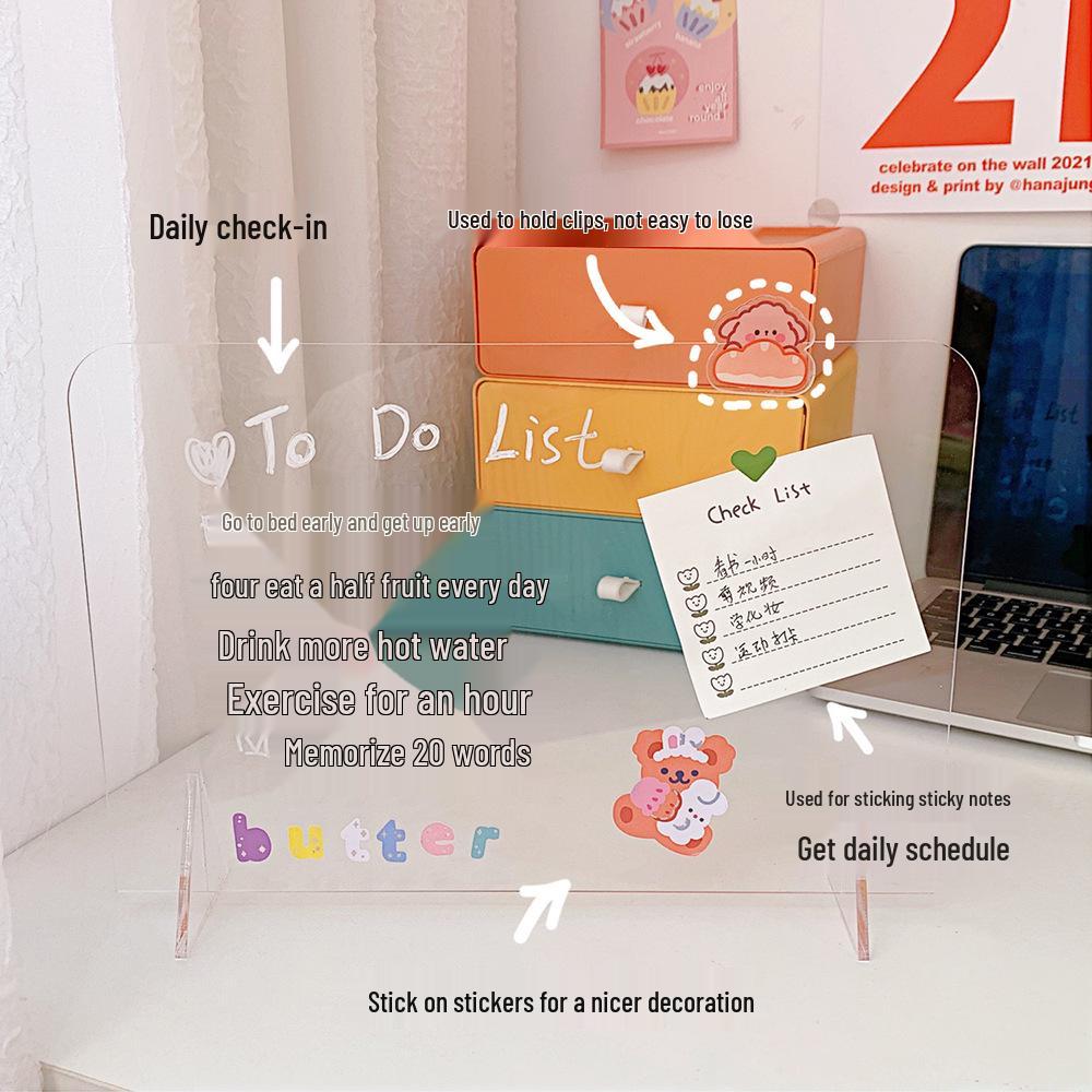 Minimalist Transparent Acrylic Mini Memo Board - Portable Creative Writing Pad for Students